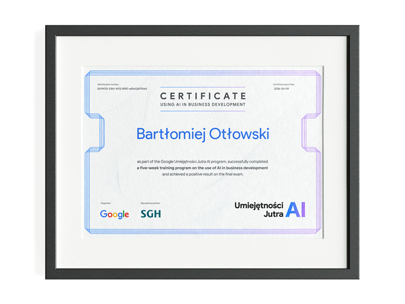 Certificate - Umiejętności Jutra AI 3.0